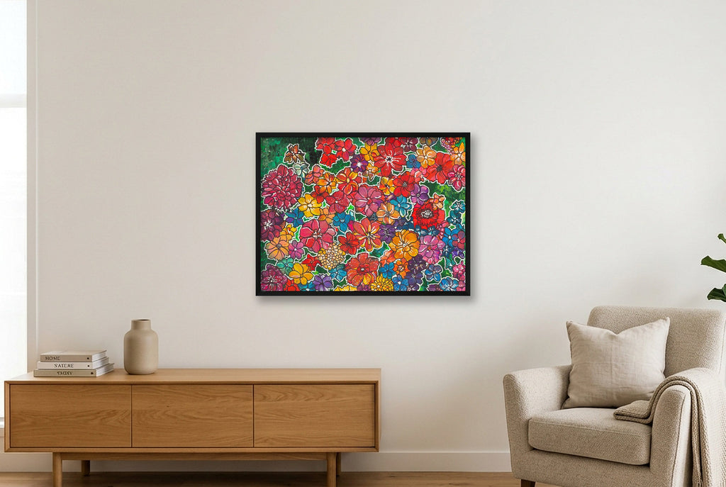 A Pop of Flowers — 80×60cm, 31×24" Black Frame