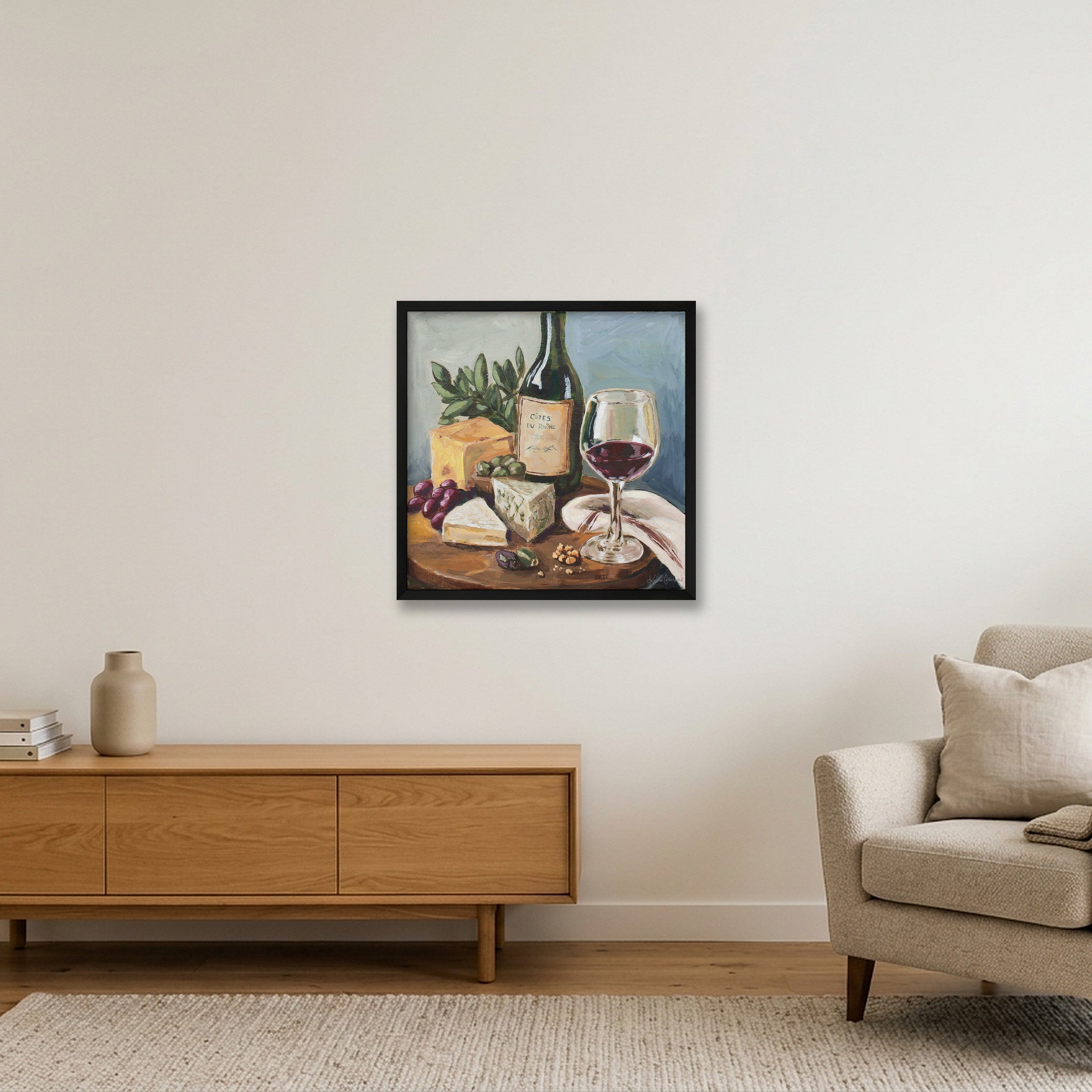 A Shared Bottle — 50×50cm, 20×20" Black Frame
