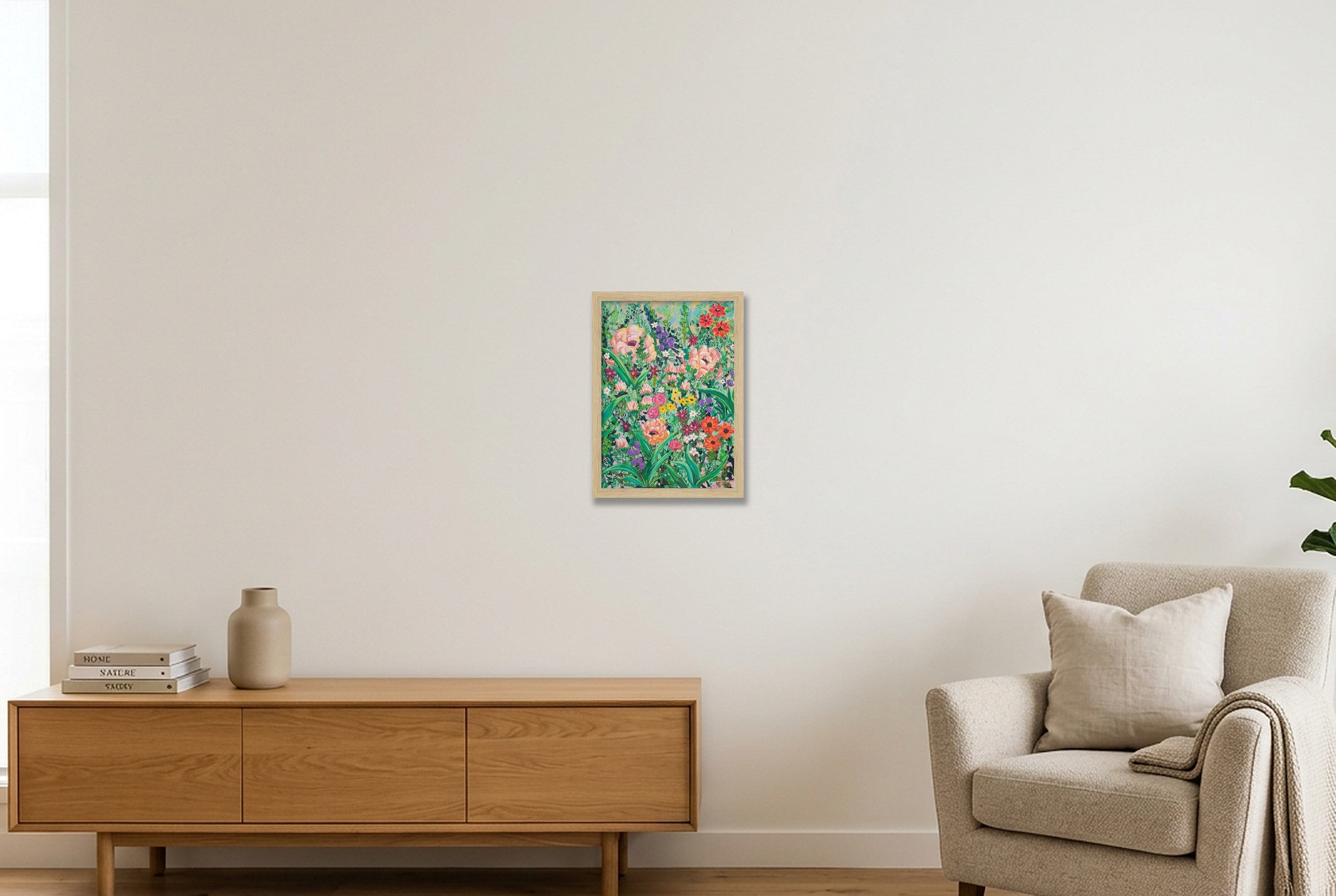 Cottage Garden I — A4 (21×30cm, 8×12") Oak Frame