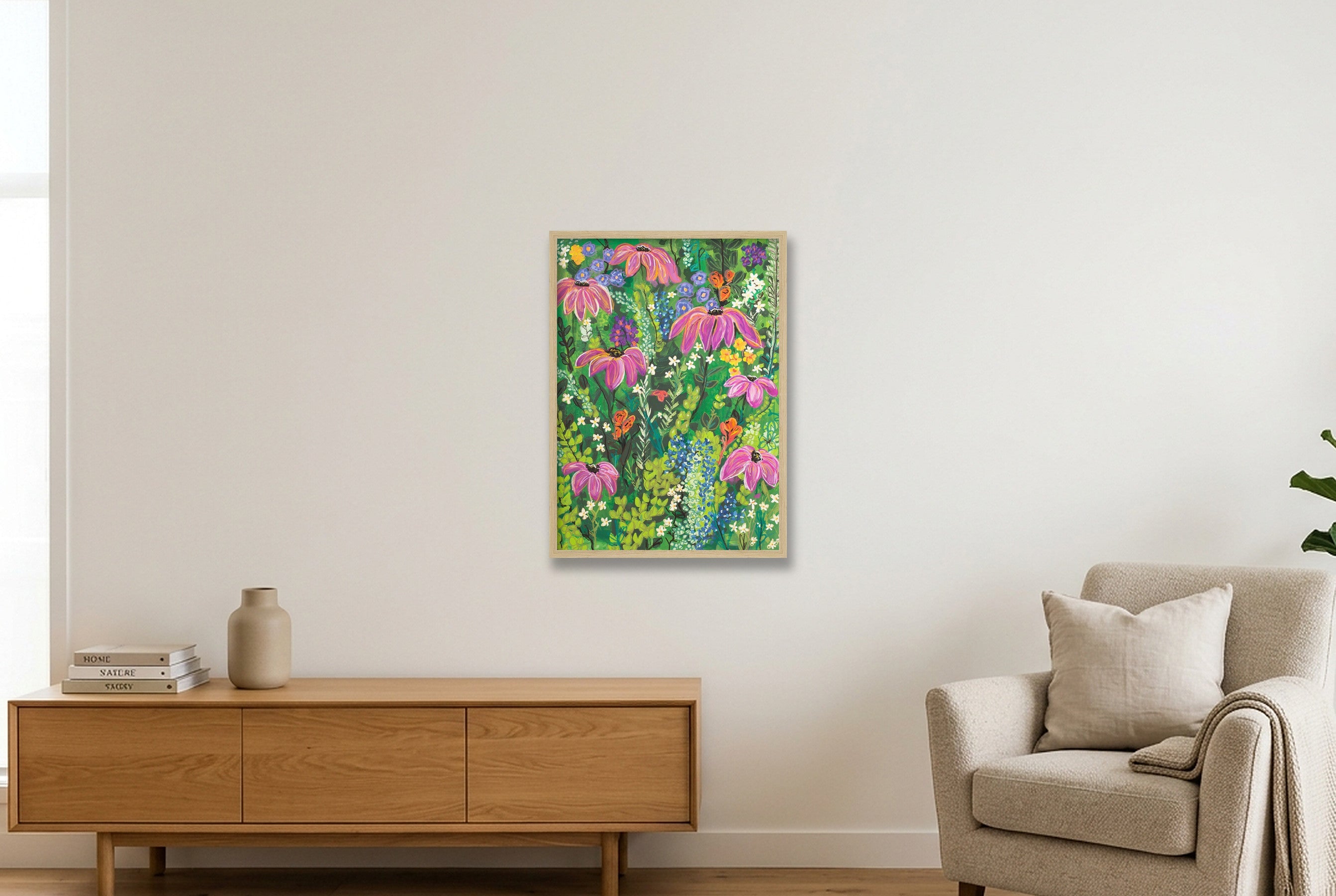 Wildflower Garden I — 42×59cm, 17×23" Oak Frame