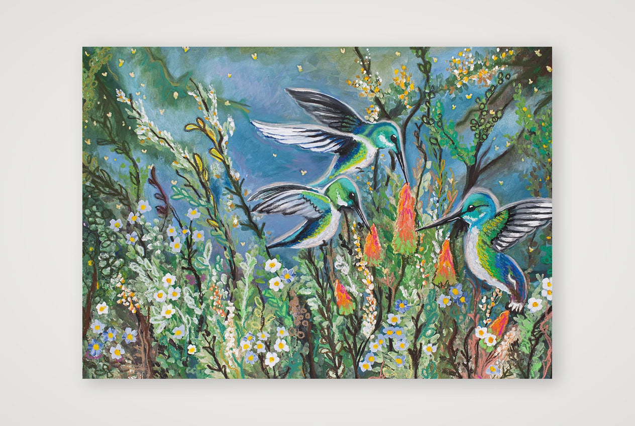Whimsical Hummingbirds — A4 (30×21cm, 12×8") Print only