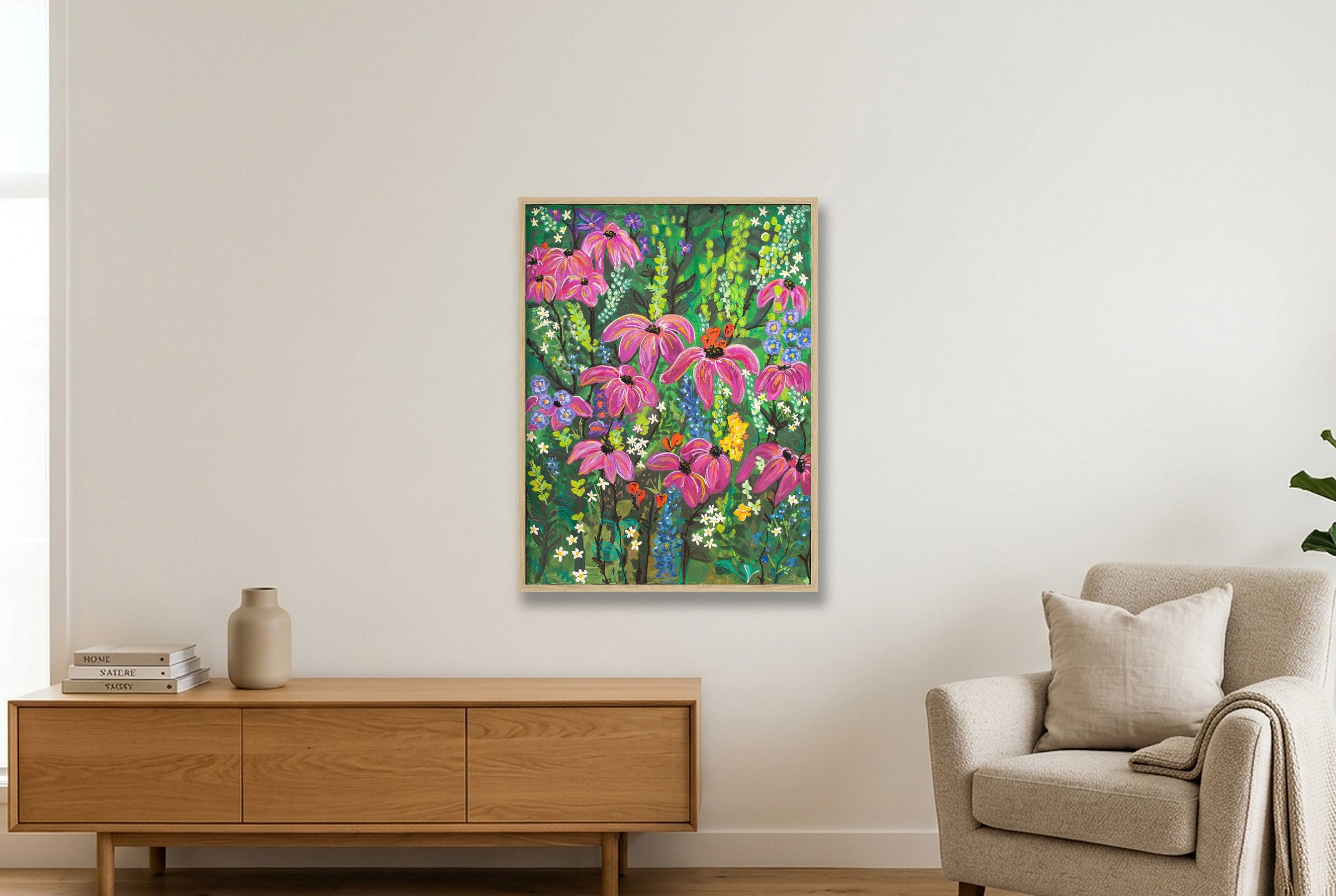 Wildflower Garden II — 60×80cm, 24×31" Oak Frame
