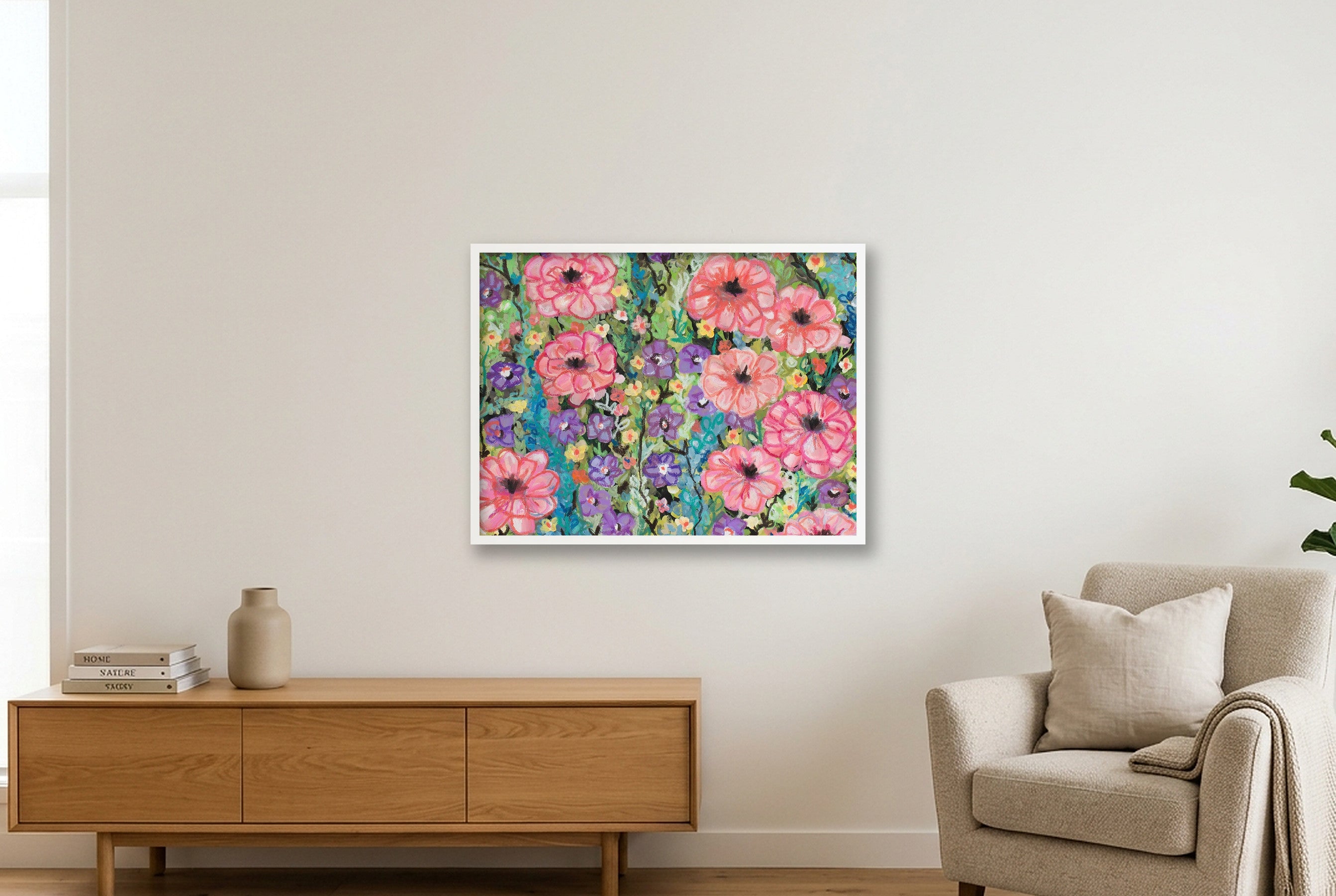 Joyfully Blooming — 80×60cm, 31×24" White Frame