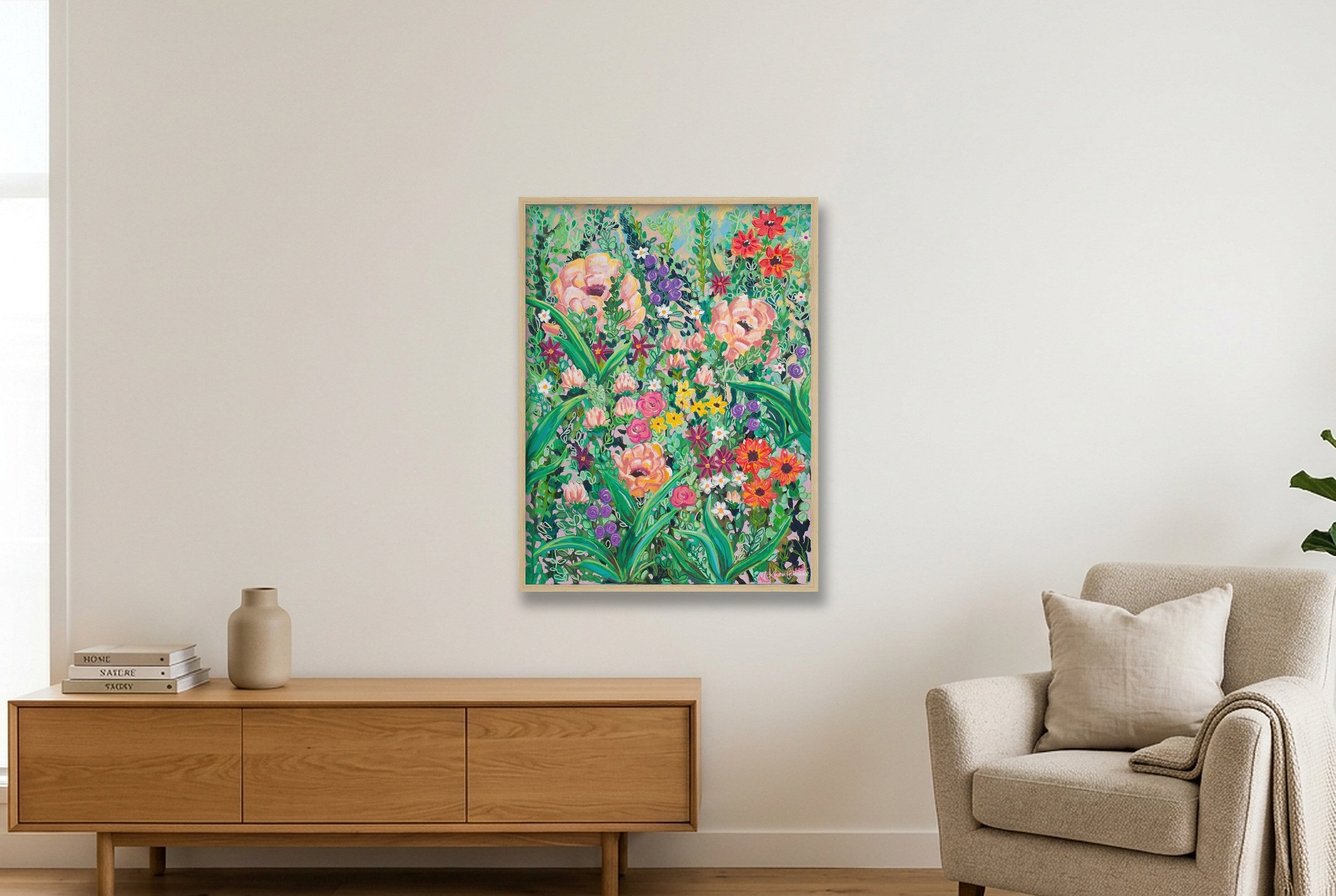Cottage Garden I — 60×80cm, 24×31" Oak Frame