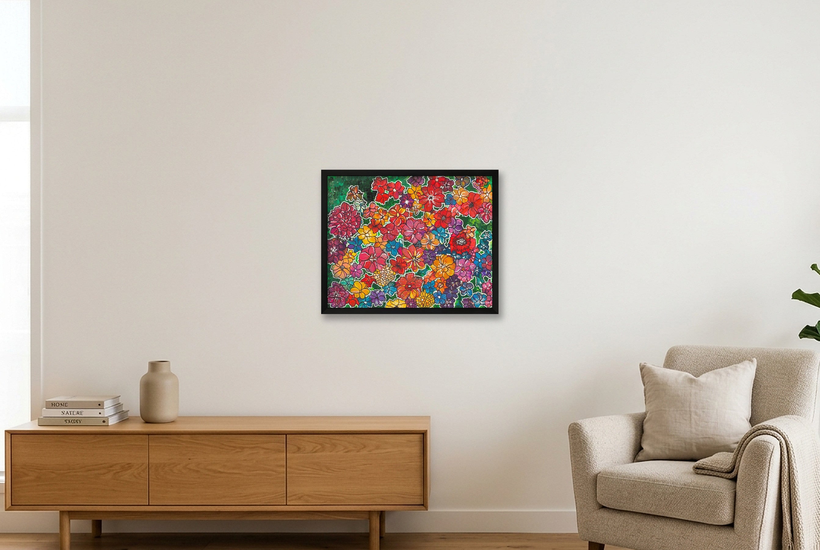 A Pop of Flowers — 50×40cm, 20×16" Black Frame