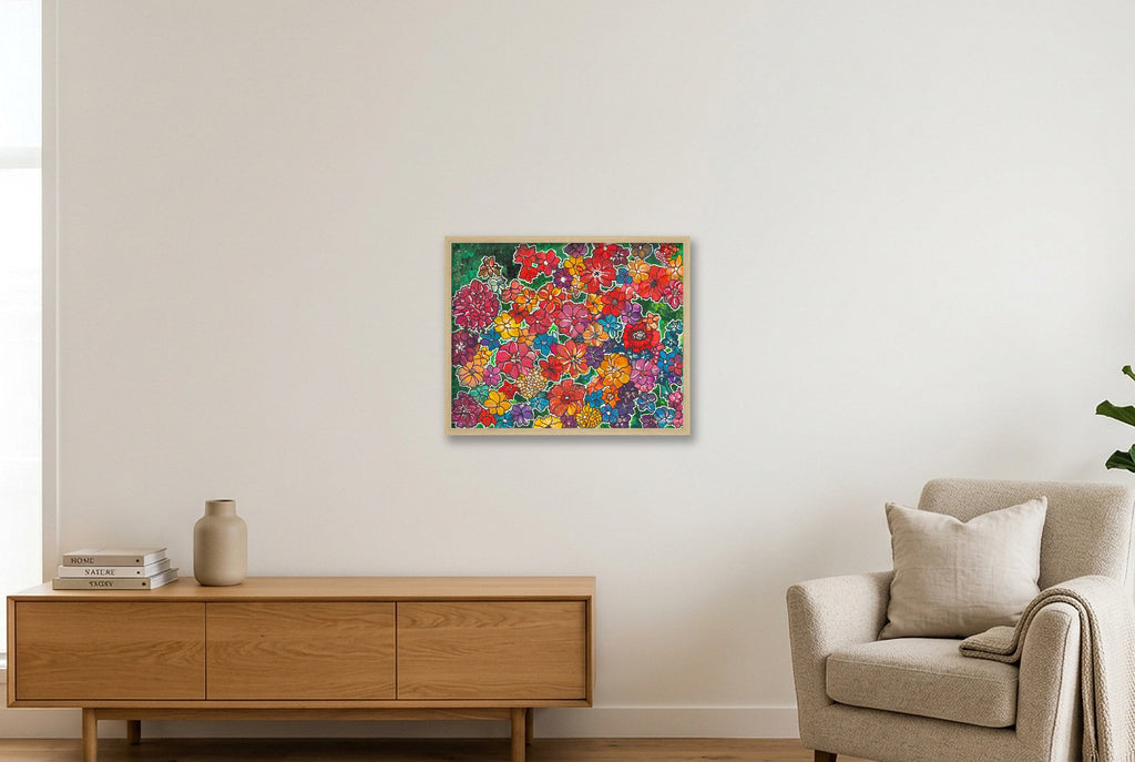 A Pop of Flowers — 50×40cm, 20×16" Oak Frame