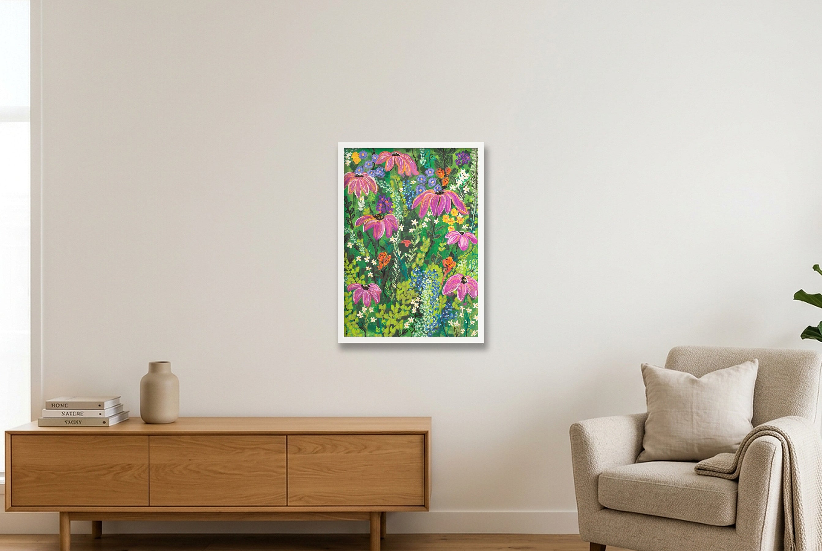 Wildflower Garden I — 42×59cm, 17×23" White Frame
