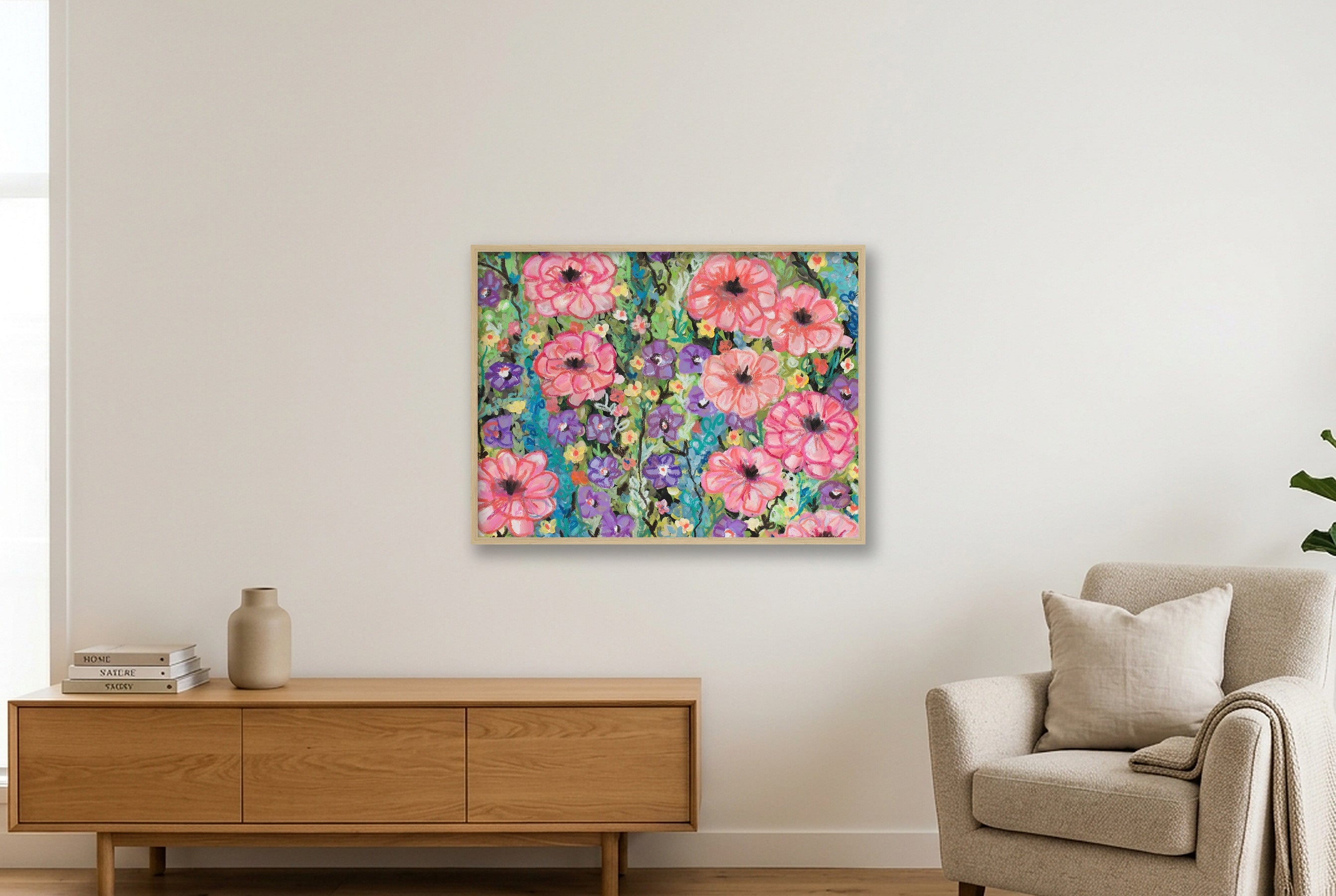 Joyfully Blooming — 80×60cm, 31×24" Oak Frame