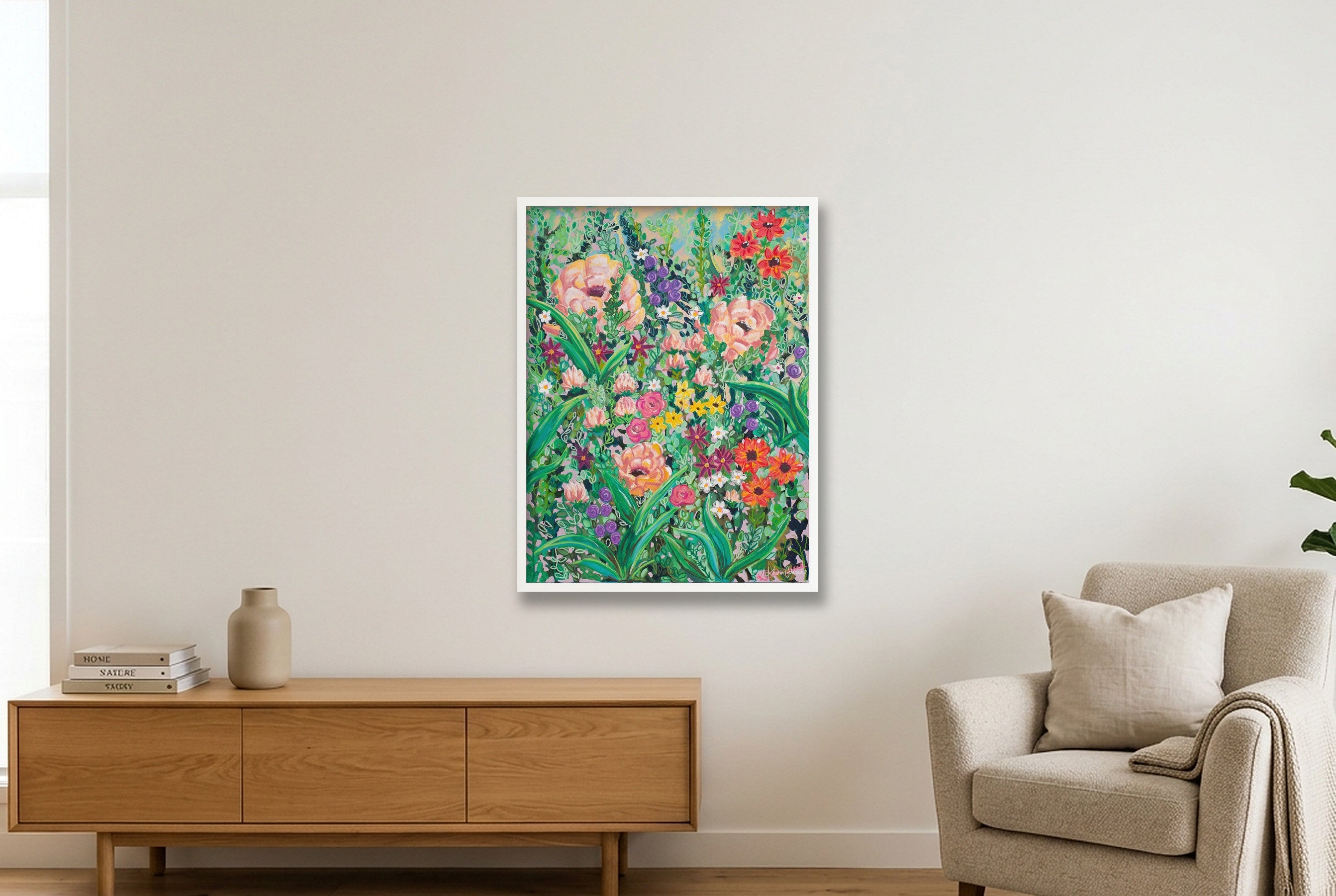 Cottage Garden I — 60×80cm, 24×31" White Frame