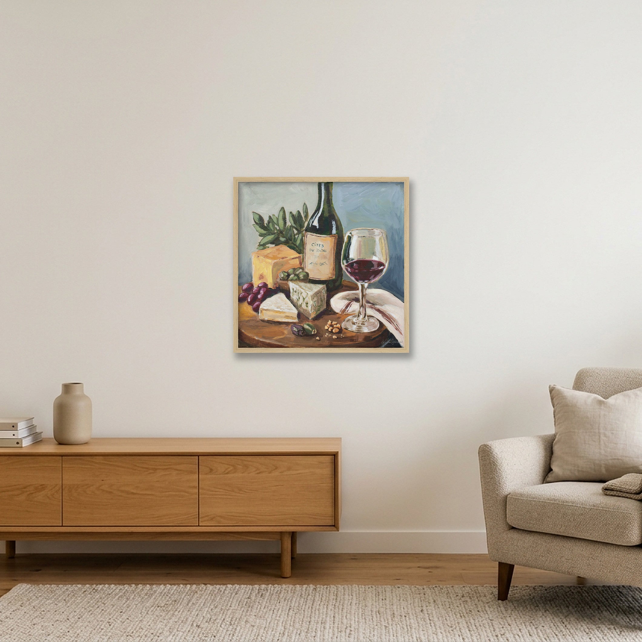 A Shared Bottle — 50×50cm, 20×20" Oak Frame