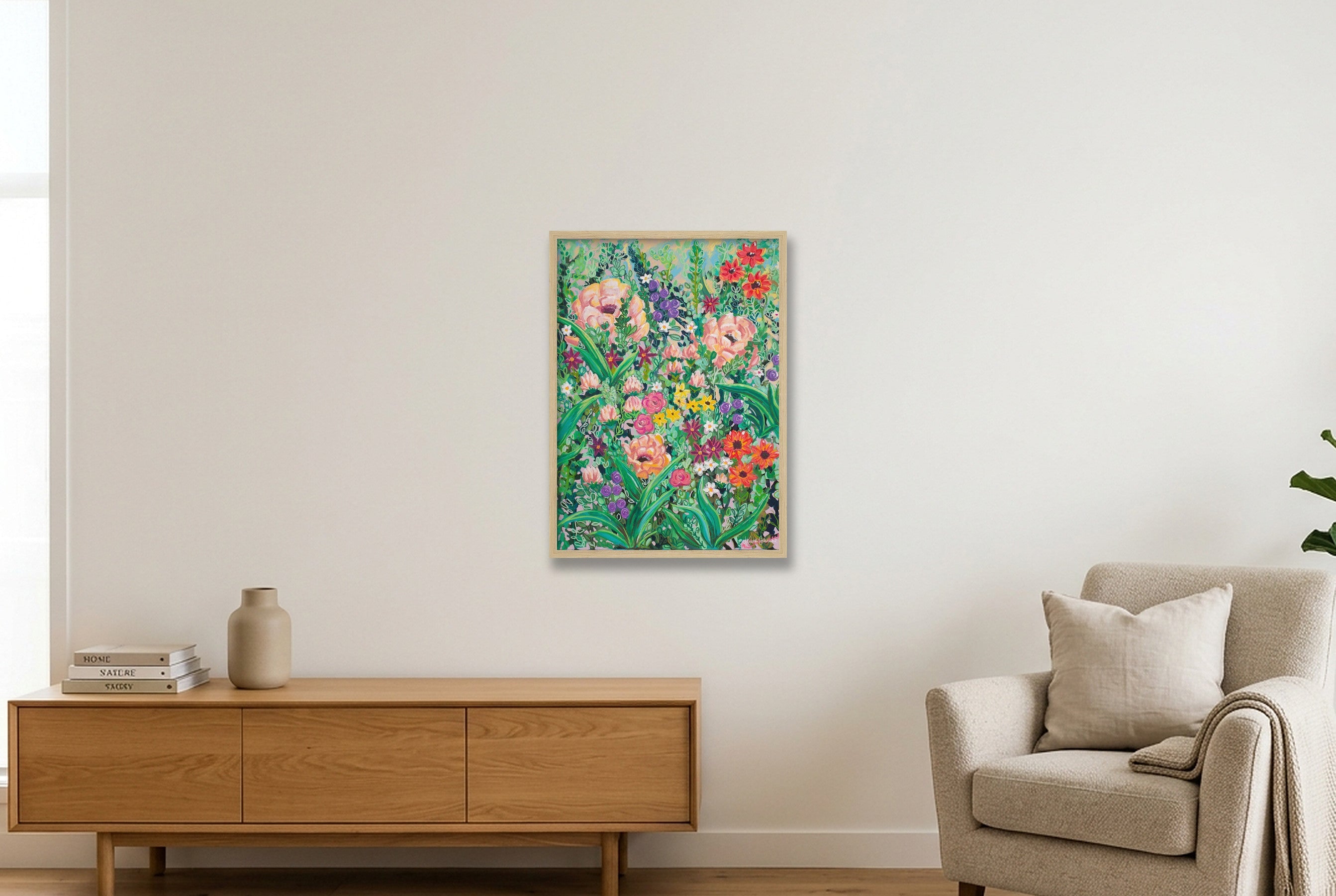 Cottage Garden I — 42×59cm, 17×23" Oak Frame