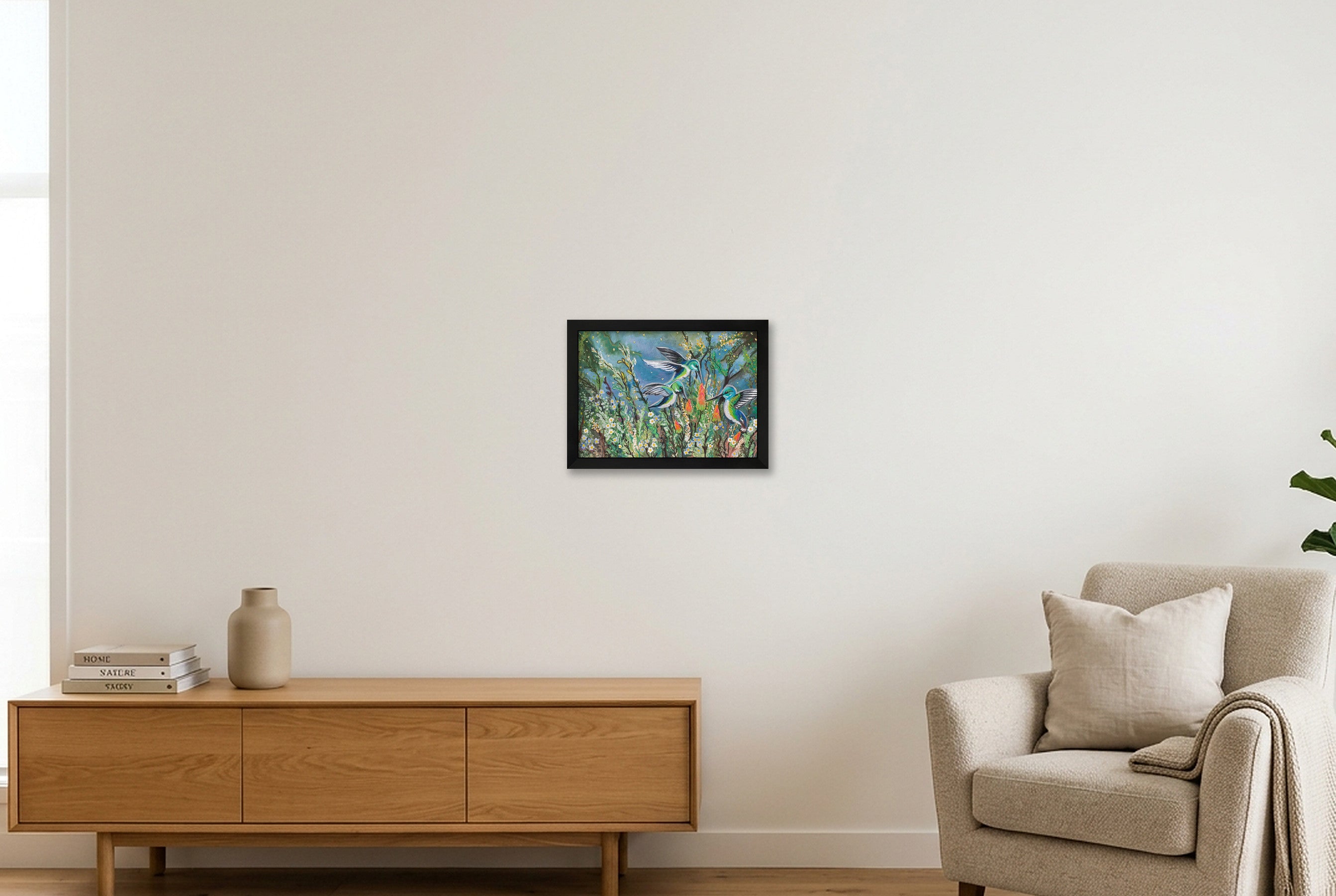 Whimsical Hummingbirds — A4 (30×21cm, 12×8") Black Frame