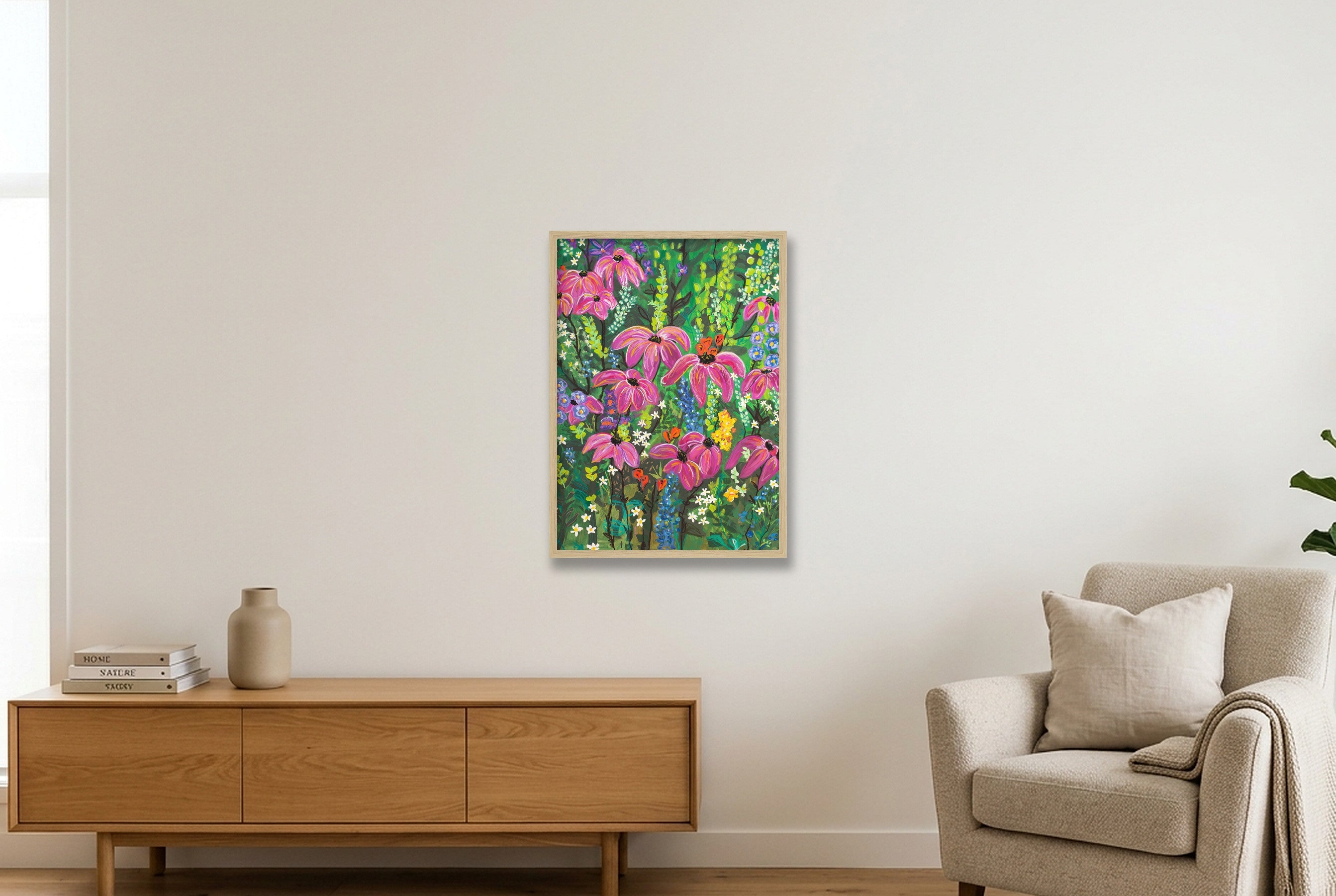Wildflower Garden II — 42×59cm, 17×23" Oak Frame