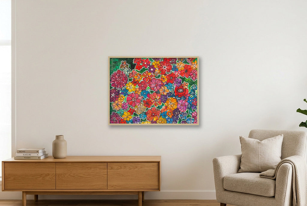A Pop of Flowers — 80×60cm, 31×24" Oak Frame