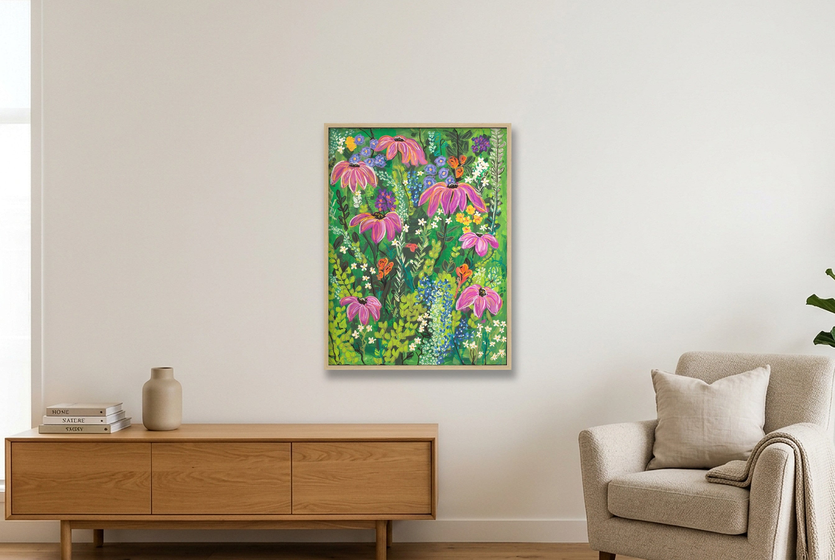 Wildflower Garden I — 60×80cm, 24×31" Oak Frame