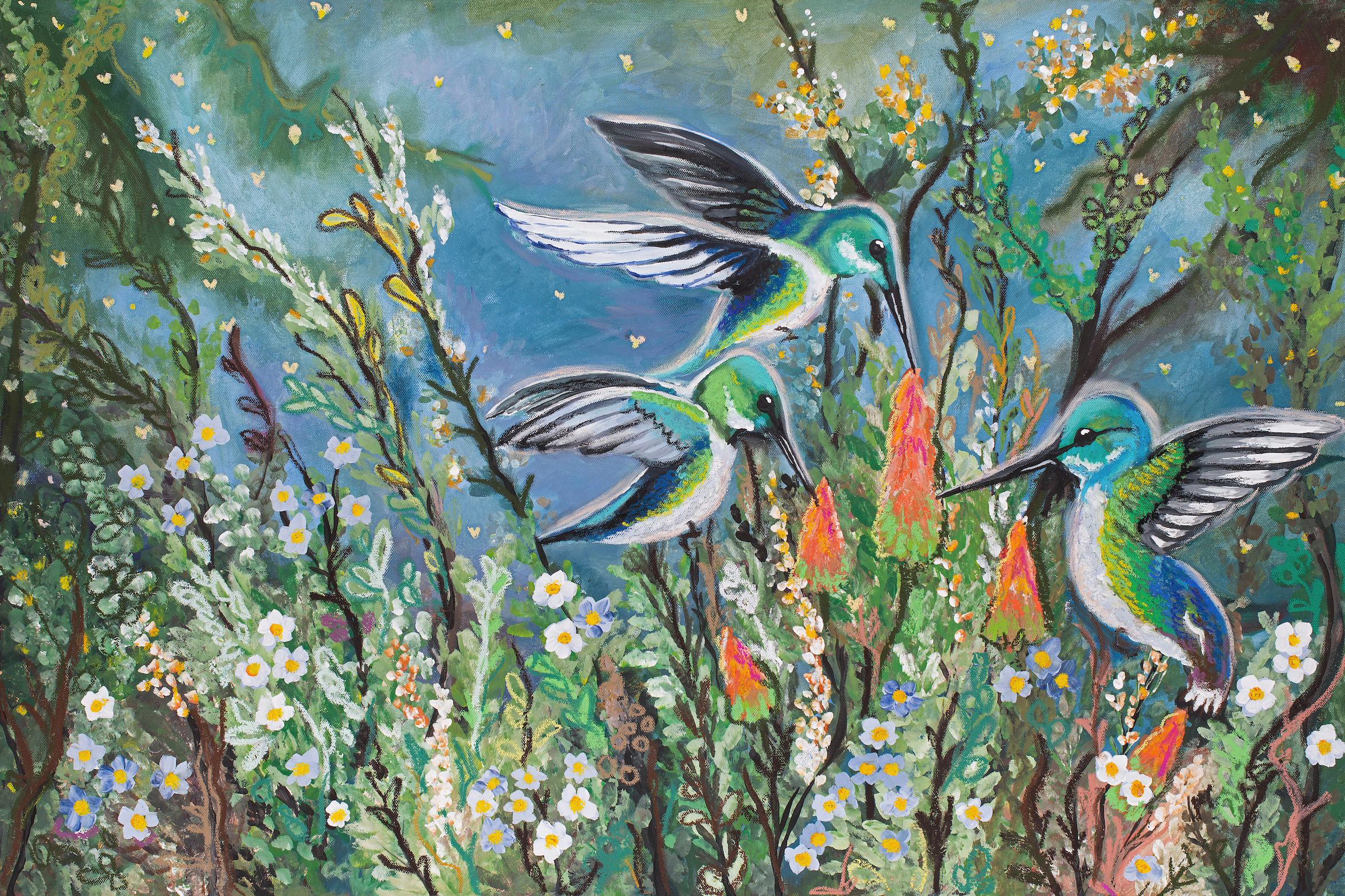 Three Hummingbirds - Original Painting