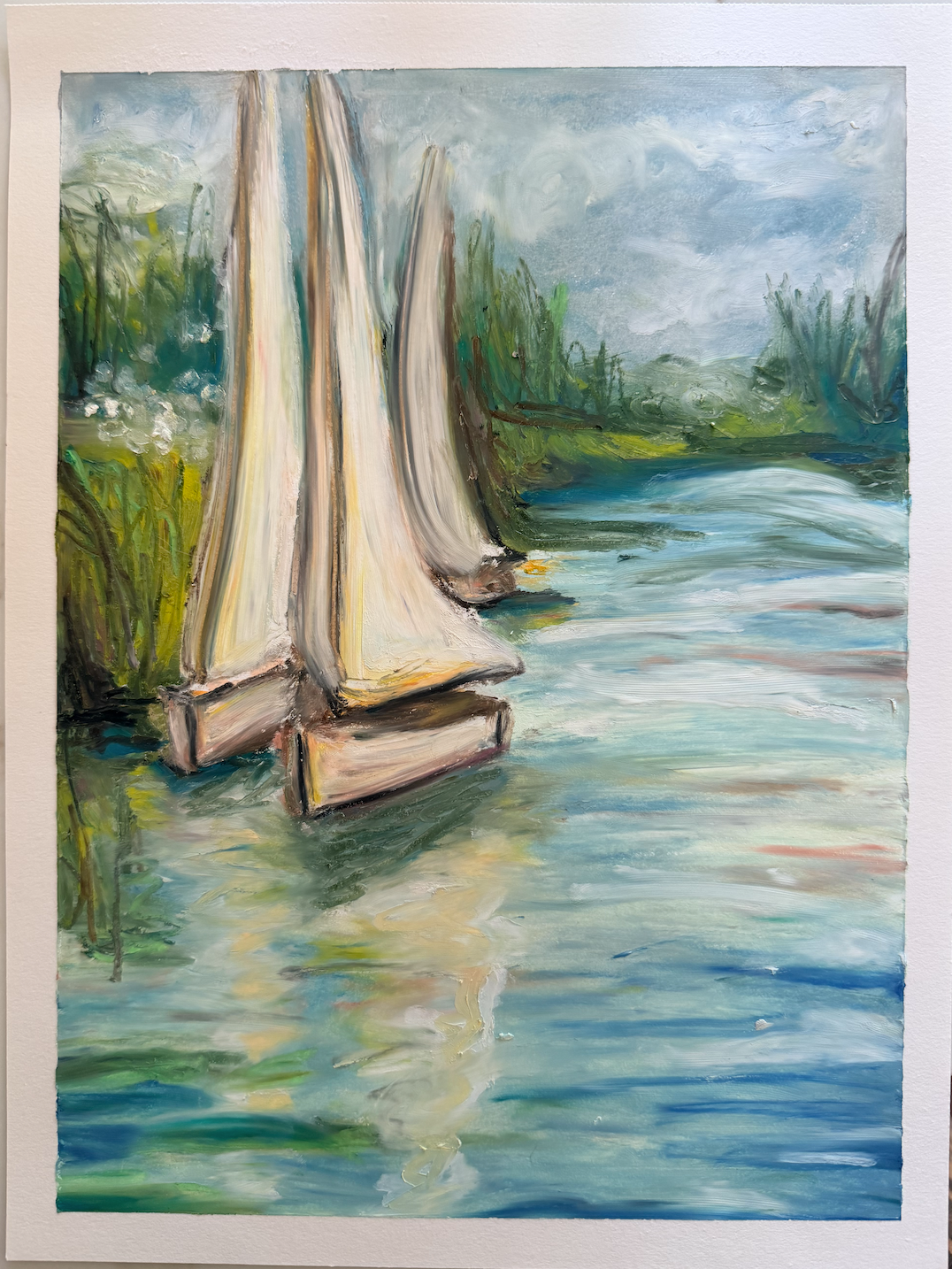 Morning Stillness - Original Oil Pastel Drawing