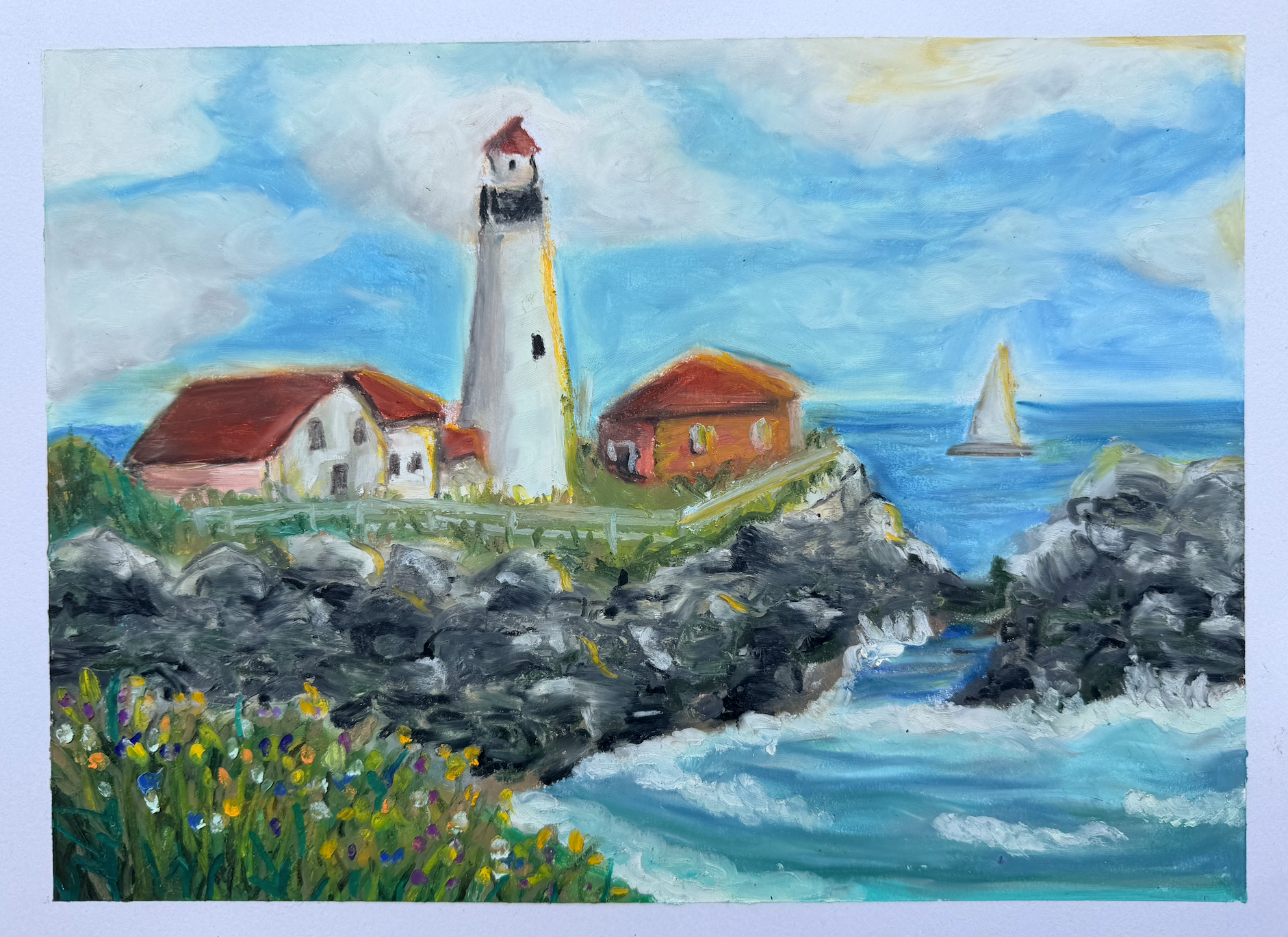 Beacon of Home - Original oil pastel drawing