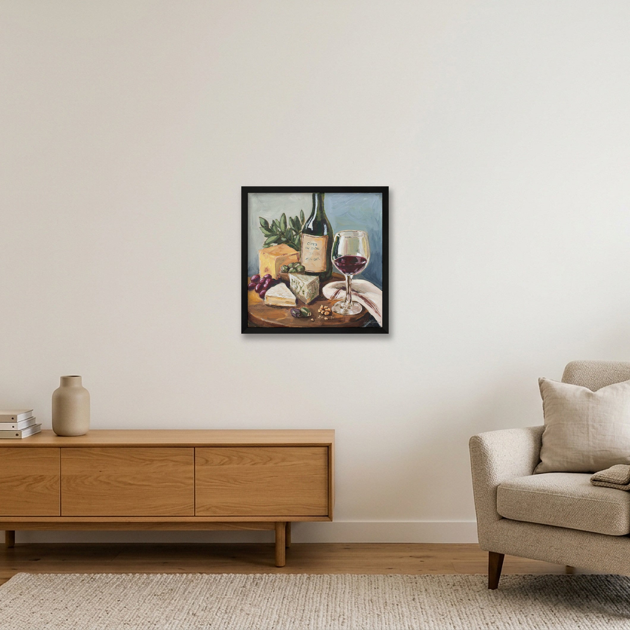 A Shared Bottle — 40×40cm, 16×16" Black Frame