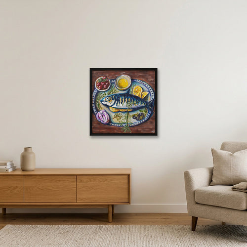 Blue Fish — 50×50cm, 20×20" Black Frame