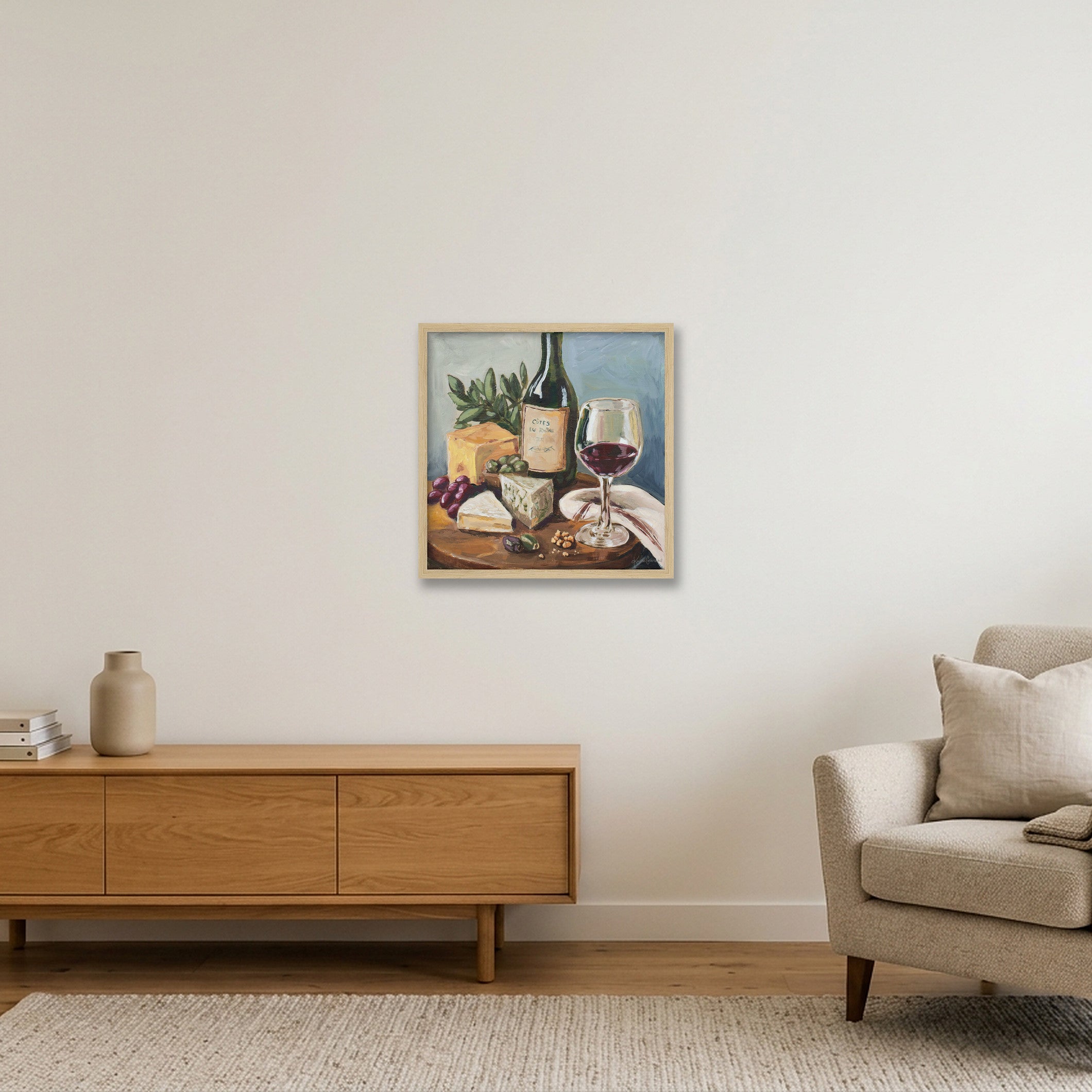 A Shared Bottle — 40×40cm, 16×16" Oak Frame