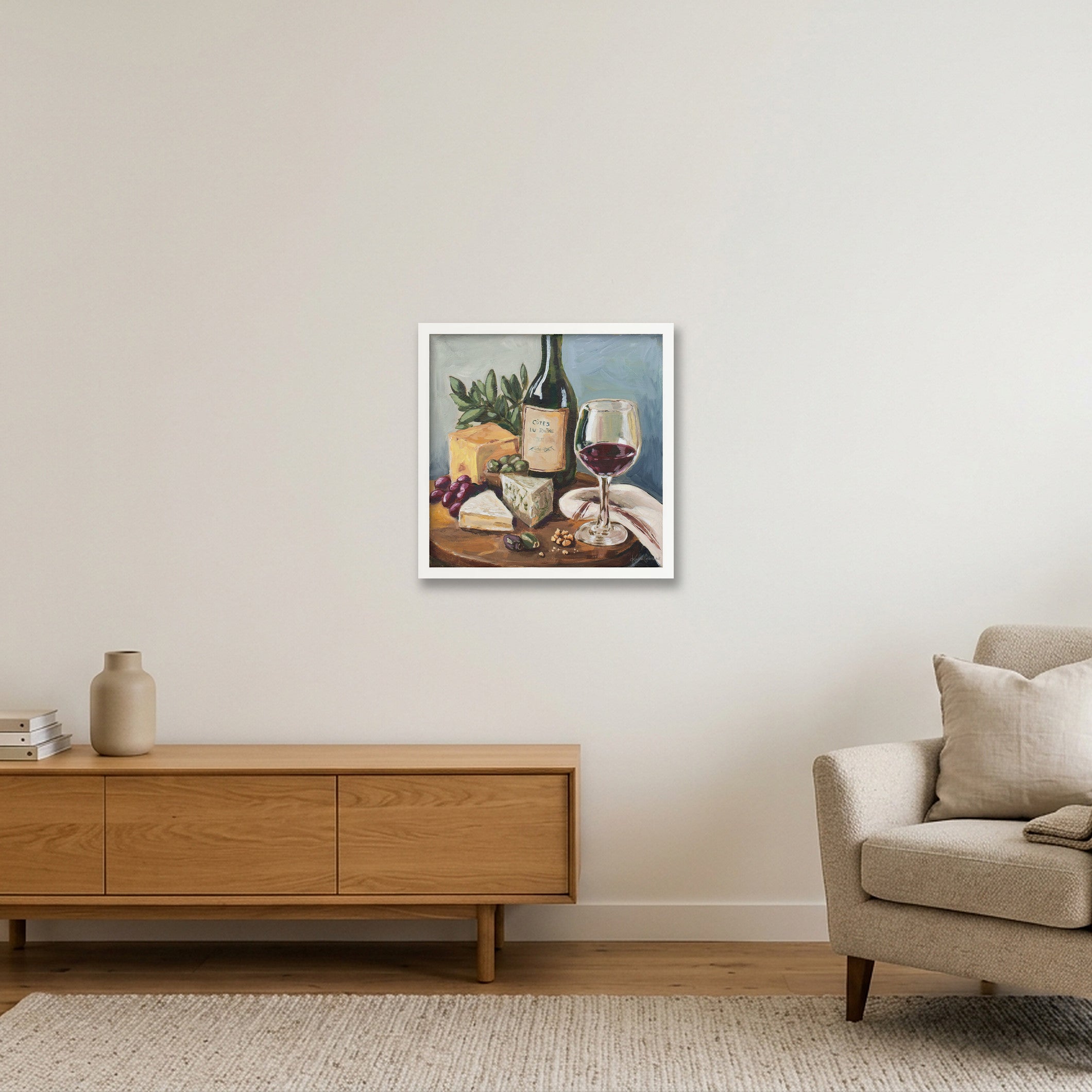 A Shared Bottle — 40×40cm, 16×16" White Frame