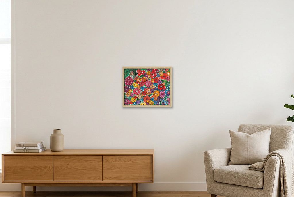 A Pop of Flowers — 35×28cm, 14×11" Oak Frame