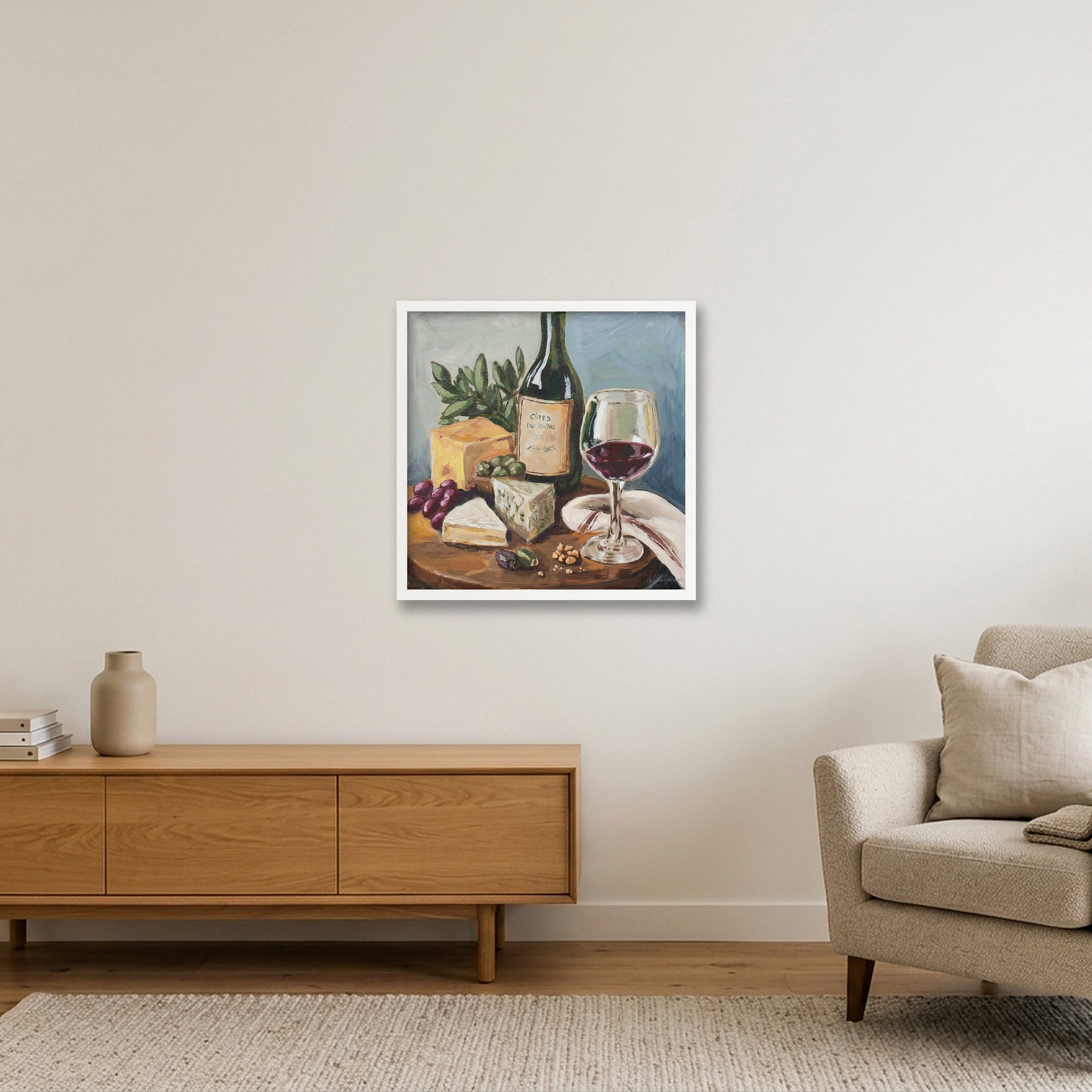 A Shared Bottle — 50×50cm, 20×20" White Frame